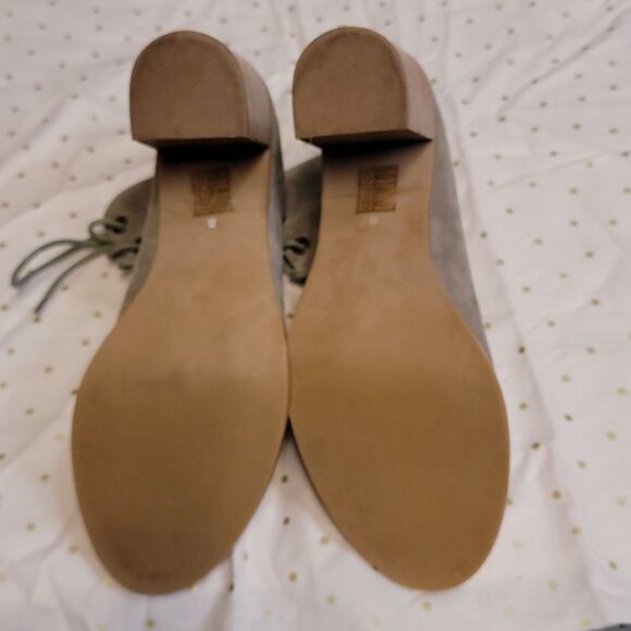 Jeffery Campbell Cors Taupe Suede Lace Peep Toe Booties Size 8 - Picture 9 of 9